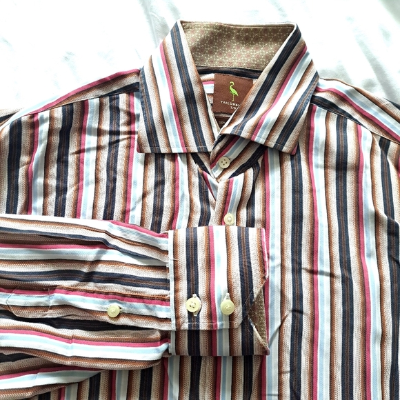 Tailorbyrd| Men's Striped button down collared Shirt - Multicolor - Picture 1 of 8